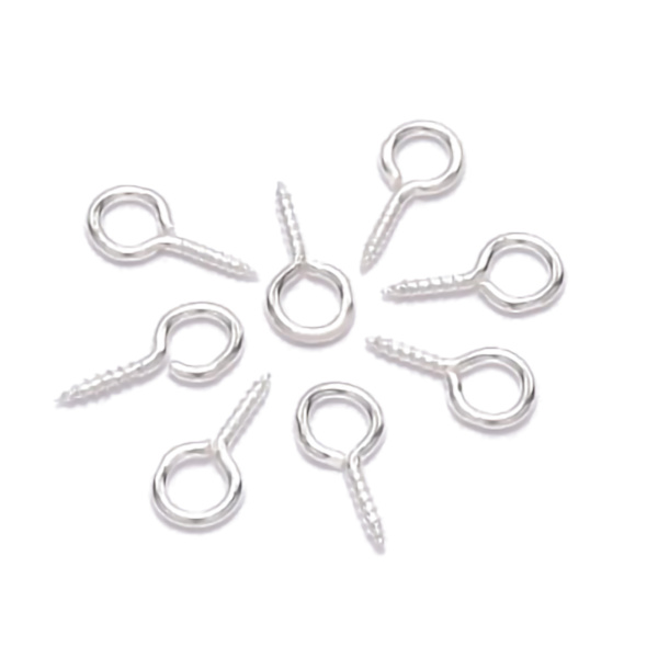 200 st ögonkrokar skruv 5x10mm Premium metall handpolerad robust hållbar ren lyster ögonkrokar silver