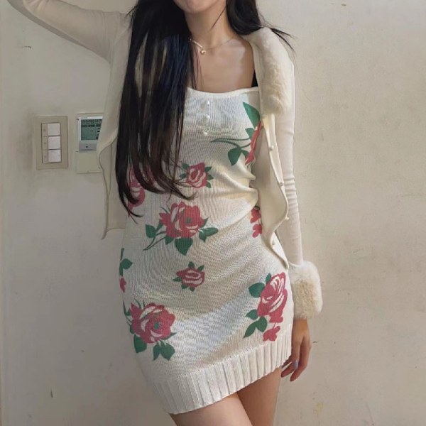 Sommer Sexet Suspender Off Shoulder Strikket Buttock Wrap Kjole