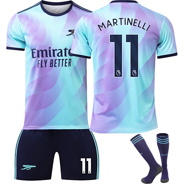Fotballdraktsett, Arsenal NO.11 Martinelli fotballdrakt for gutter og jenter, pustende og hurtigtørkende fotballdrakt S