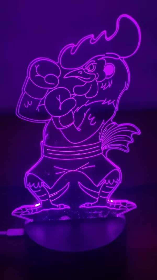 Inspirerende Kylling Hane Ring 3D Bordlampe, Kunst til Natbordet