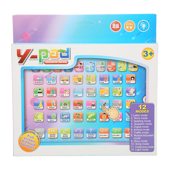 Kids Learning Tablet Full English Teaching Touch Voice Learning Tablet 2cm Body L Learning Machine for 3 Years Old  Kids