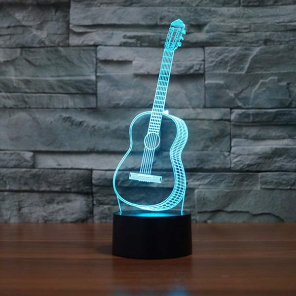 Guitar 3D Model Visuel Optisk Illusion 7 Farveskift Touch