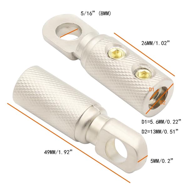Kraftige 5/16 ringterminalstik til sikre strøm- og jordforbindelser, 4 stk., sort 8GA-5/16 Ring 2PCS
