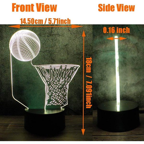 Basketball Hoop Lampe med Fjernbetjening LED 3D Illusion USB Natlampe Skolegave Fødselsdagsgave til Sportsfanatiker Spiller