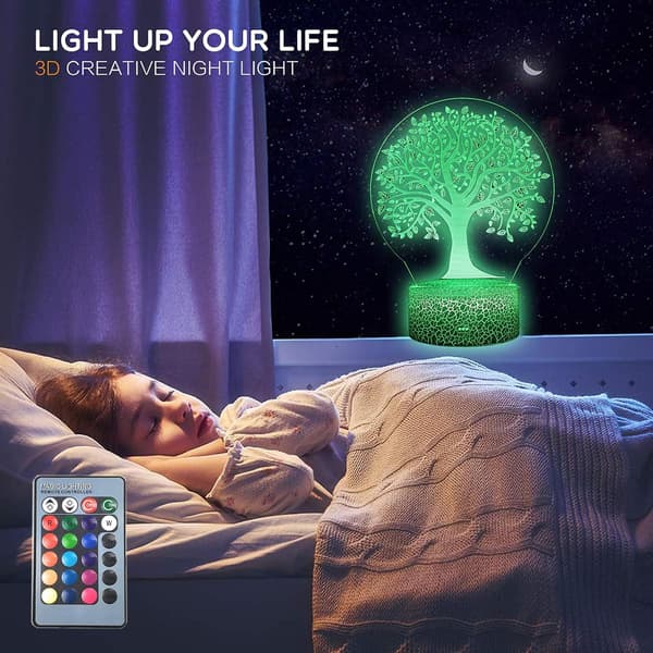 Lucky Tree 3D Illusion LED Bordlampe Natlys med Hilsen