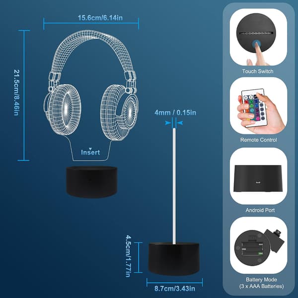 Hodetelefon 3D nattlys, Attivolife Headset Illusionshologramlampe