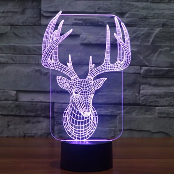 Animal 3D Hjort Nattlys Bord Skrivebord Optisk Illusjon Lamper