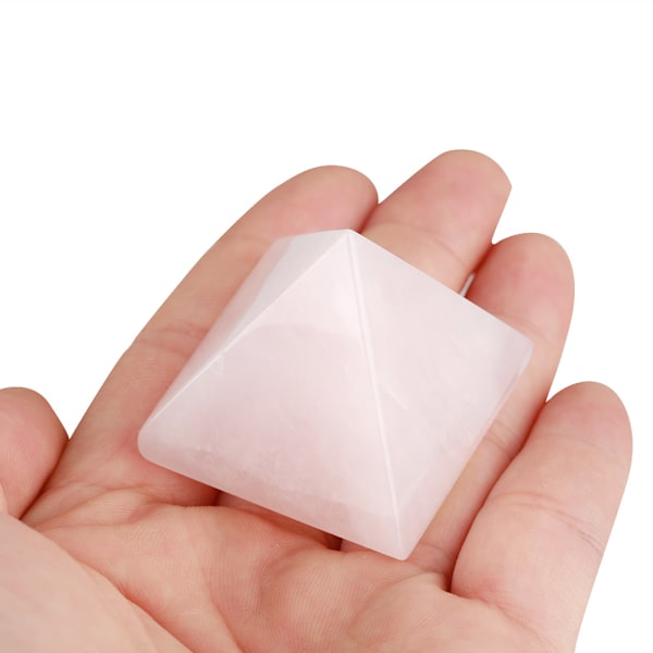 Rose Quartz Utskåret Pyramideformet Dekor Rosa Krystall Healingsstein Edelsten Dekorasjon