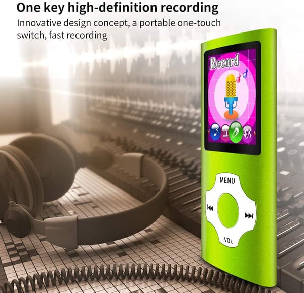 MP3/MP4 bärbar spelare, 1,8 tum LCD-skärm, max stöd 64 GB, grön