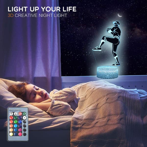 TriPro Baseballspelare 3D Illusion LED-skrivbordslampa Dekor Natt