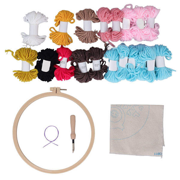 Uggla Punch Needle Kit Rosa Uggla Mönster Handcraft DIY Broderi Korsstygn DIY Punch Needle Kit för Nybörjare Barn