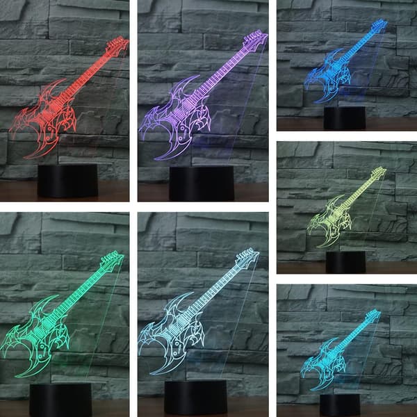 Guitar Lampe Guitar 3D Natlys Illusionslampe til Børn med