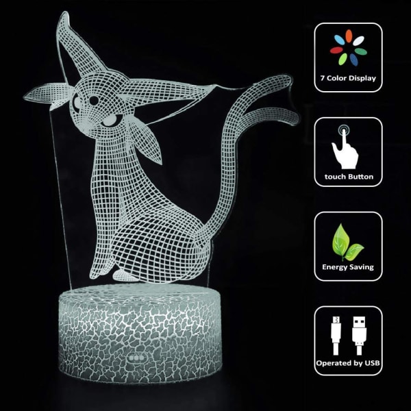 3D nattlampa LED Illusion skrivbordslampa 7 färger ändras