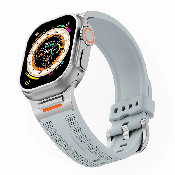 Sportsreim for menn, egnet for Apple Watch 46mm S10 49 ultra 45 44 42 40mm elastisk silikonreim egnet for iWatch s10 Fog