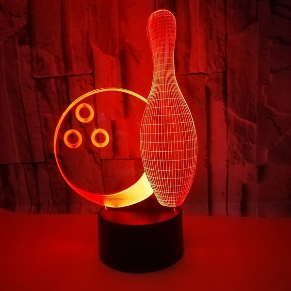 3D Bowling Nattlys Bord Skrivebord Optisk Illusjon Lamper 7 C