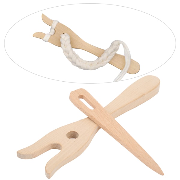 2PCS Multifunktion DIY Stickning Verktyg Trä Bok Stickning Gaffel Liten Öga Nål