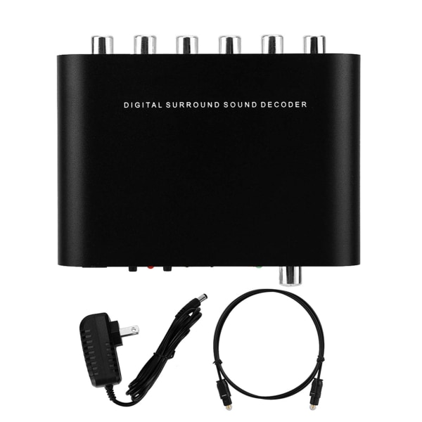 Digital DTS Channel Decoder 5.1 Audio Converter Optisk fiber koaksial lydadapter 110‑240V