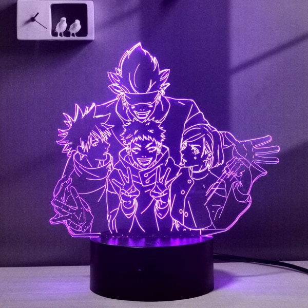 Jujutsu Kaisen 3D Illusion LED Anime-lampa 16 färger Change R