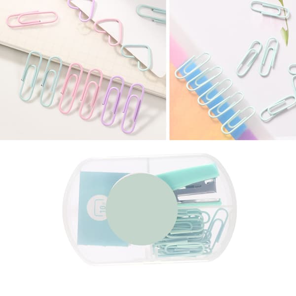 Mini stiftemaskin, arbeidsbesparende, bærbar, liten, søt stiftemaskin med stift og binders for kontor, skole, mintgrønn