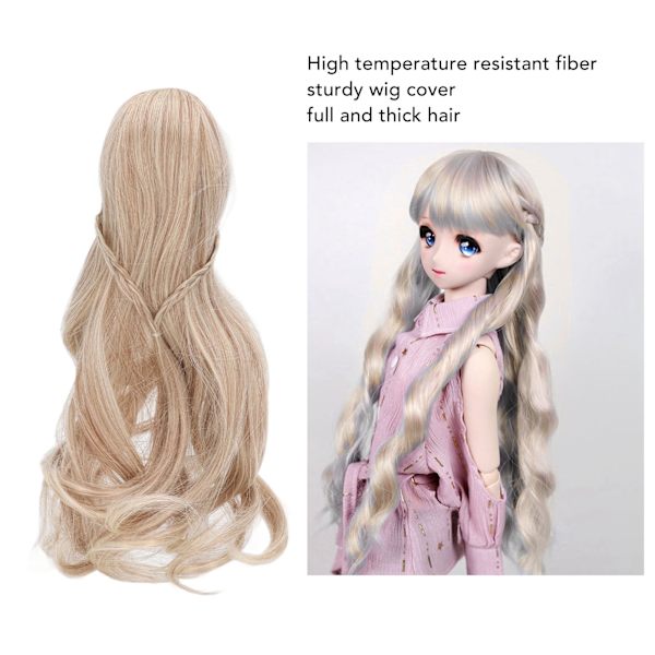 Dockhår Peruk Lockig Stil Ren Lugg DIY Klippning Mjuk Docktillbehör för 1/3 8 till 9in Huvudomkrets BJD Docka Smoky Brown