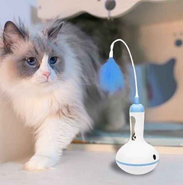 Interaktive katteleker for innekatter, kattefjærleke - Leaki