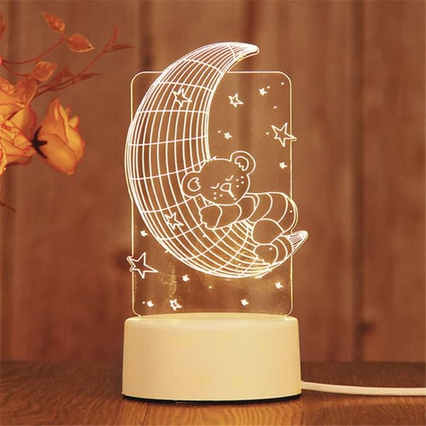 3D Liten Nattlampa, Barn Sovrum Plug-in Led Ljus