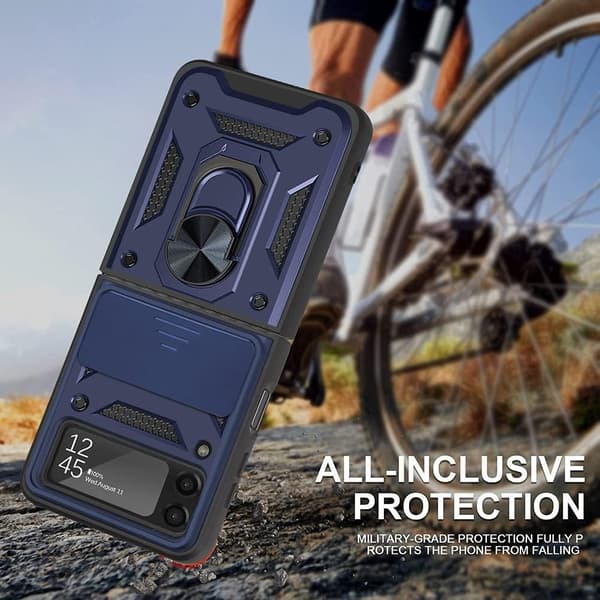 Kompatibel med Samsung Galaxy Z Flip 3 Case, [Militær Gra