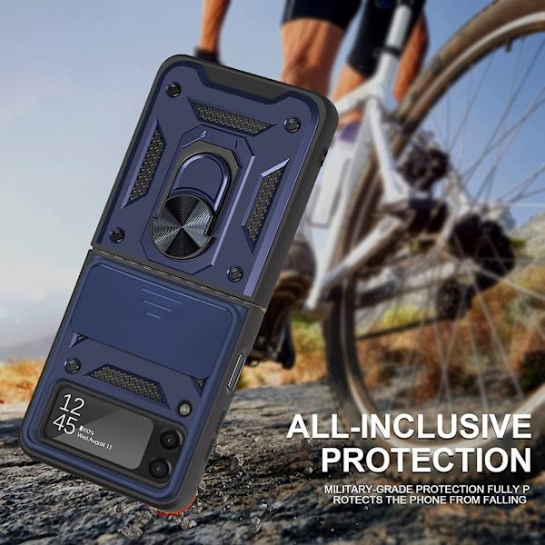 Kompatibel med Samsung Galaxy Z Flip 3 Fodral, [Militär Gra