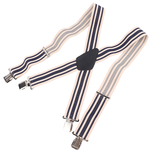 4 Clips Suspenders Stylish Stripe Widen Adjustable Elastic Band Men X Back Suspenders for Costume Accessories