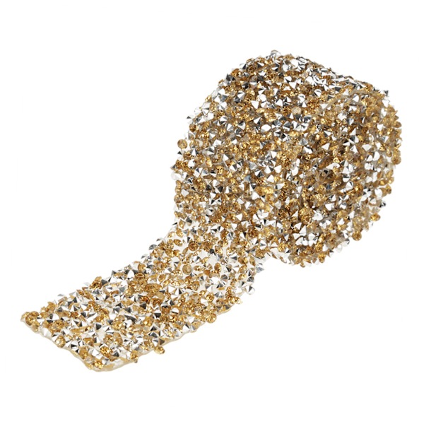 Diamantnät Wrap Rulle Sparkle Crystal Rhinestone Band Bröllopsdekoration (Kristallgul)