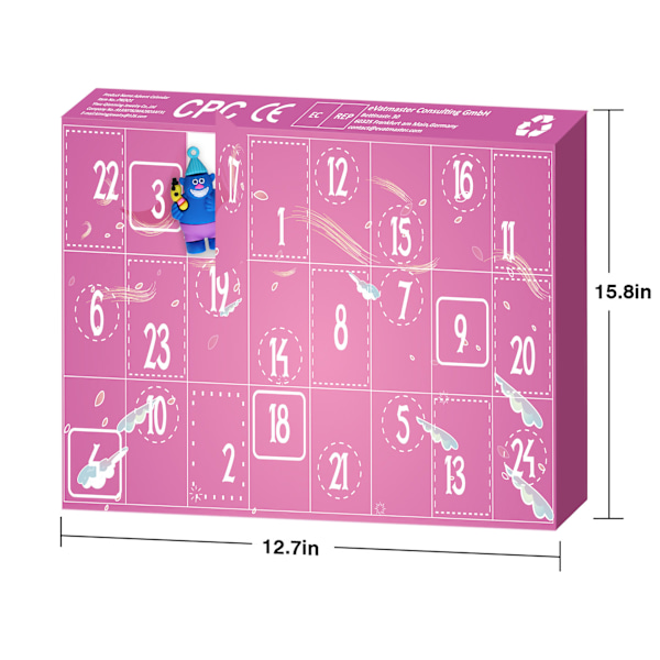 2024 Sød Tegneserie Adventskalender, 24 Dage med Mini Figurer Jule Nedtællingskalender, 24 stk. Søde Tegneserie Minifigurer Dukke Juleferiegaver