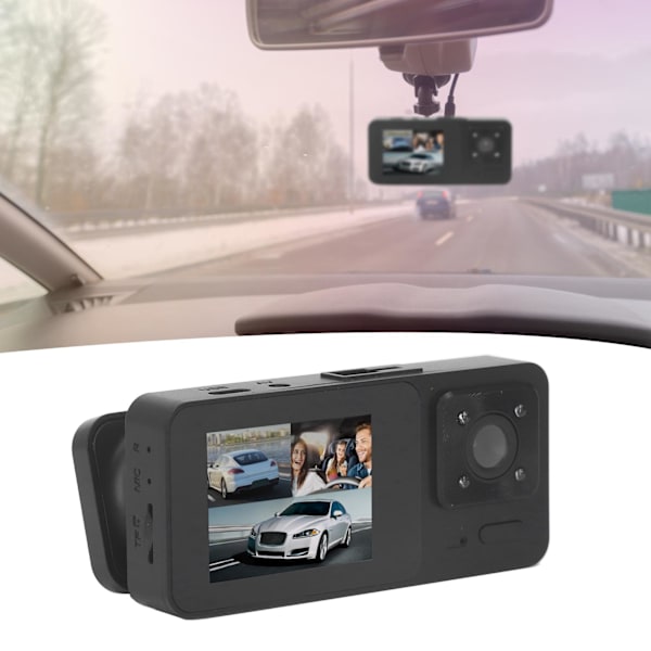 Dashcam med tre roterbare linser, HD1080P nattesyn, 2 tommer ISP-skærm, parkeringstilstand, lille bilkamera til bil