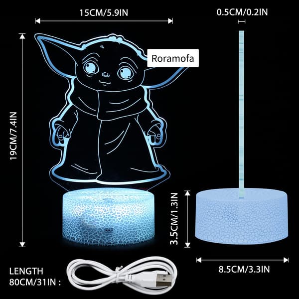 3D Natlampe, Hologram Effekt Led Illusion Bordlampe, Rem