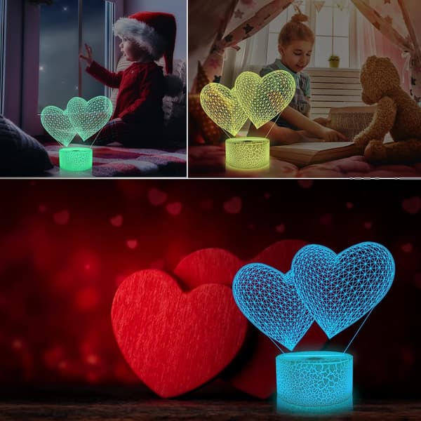 Jeg Elsker Dig 3D Natlampe LED Illusion Hjerte Bordlampe til