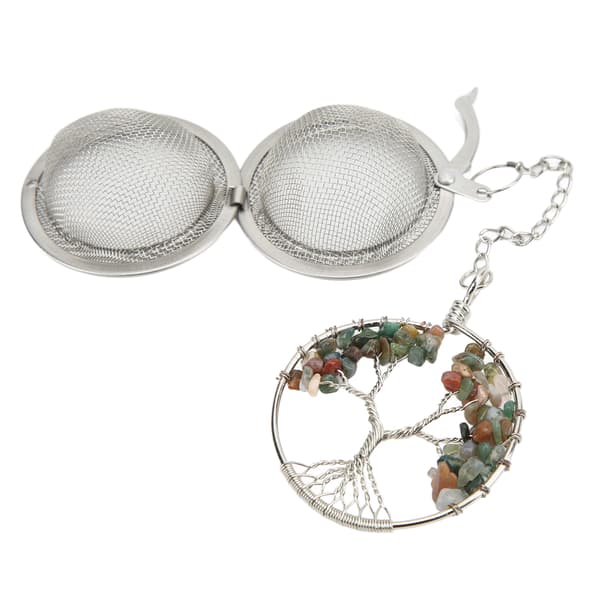 Teinfuser 304 Rustfrit Stål Livets Træ Te Si, Teinfuser Krystal Te Si Indian Agat