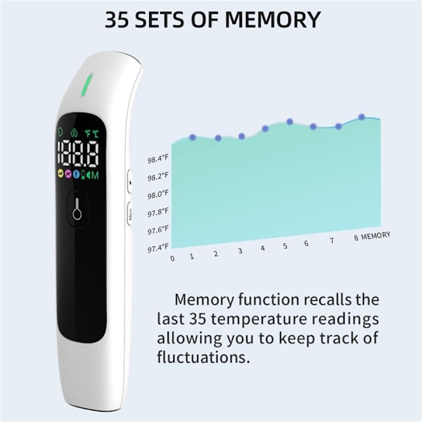Noggrann Digital Beröringsfri Panntermometer, Digital LCD-skärm, Multilägesindikator Levereras med Förvaringsväska och Batterier