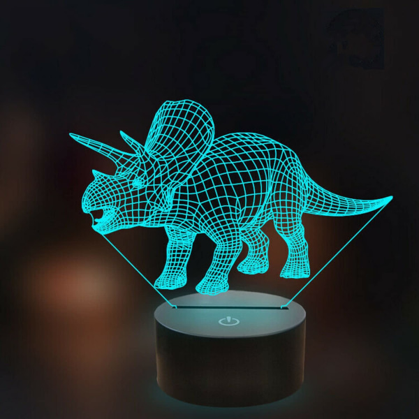 Dinosaur 3D Night Light för barn, Illusion Lamp Touch Bord D