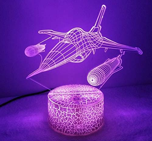Optisk illusion 3D flygplan nattlampa 16 färger växlande
