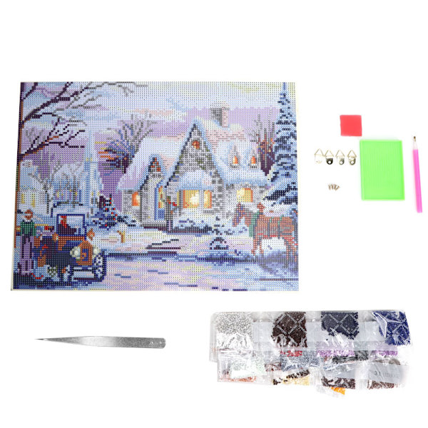 LED Diamantmålning Ljus Snömönster Diamantbroderi Hantverk Hemväggsdekoration