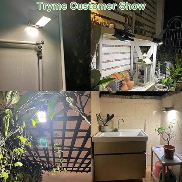 Utendørs solcellelampe med bevegelsessensor til å klemme 3 moduser IP65 vanntett sikkerhetslampe for gjerde, terrasse, garasje (hvitt lys)