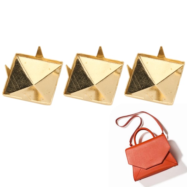 100 st fyrkantiga pyramidpunknitar 4 klor metallnitar för armband kläder skor handväska guld 12 mm