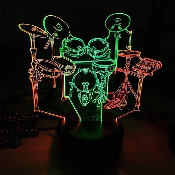 Tromme LED 3D Illusjonslampe USB Band Nattlys Fargerik Fest