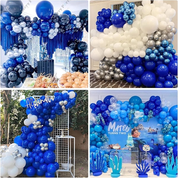 129 kpl kuninkaansinisiä ilmapalloja eri kokoja 18 12 10 5 tuumaa kaariholviin, siniset ilmapallot syntymäpäiväjuhliin valmistujaisiin vauvakutsuihin baseball Nautica Royal Blue