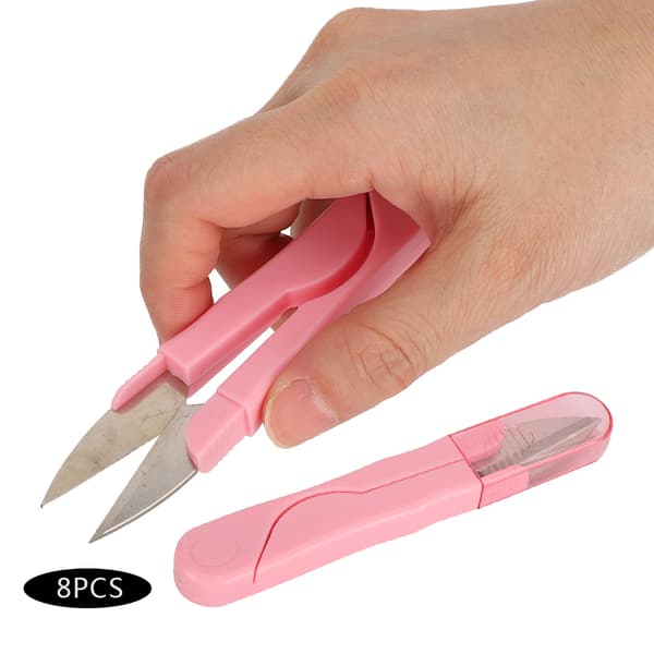 24 st sytrådsaxar transparenta lock DIY sömnadssaxar garn trådsaxar rosa