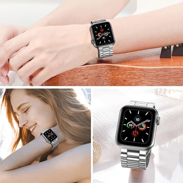 316L Kirurgisk Rustfrit Stål Apple Watch Rem, Ridse-/Vandafvisende, Passer til Series Ultra, Størrelser 49mm, til Business Casual Silver