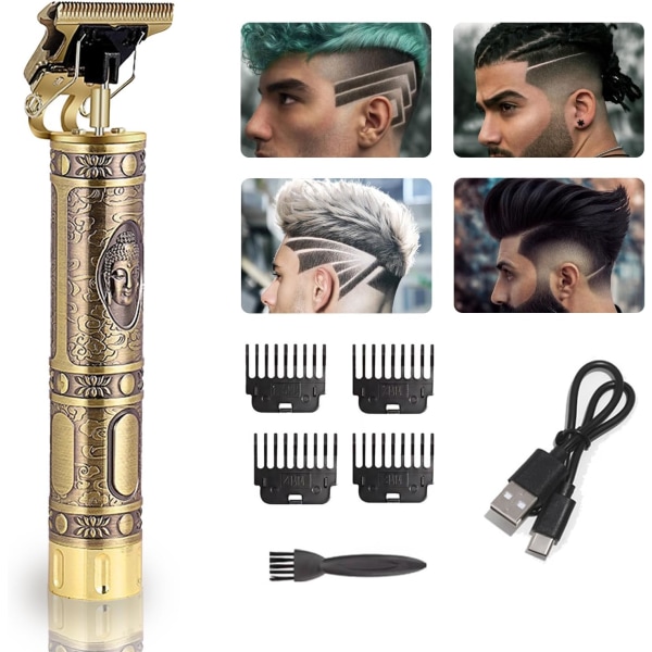 Auzeune Professional T -leikkurit, Parranleikkuri Miehille Sähköinen Ammattimainen Partakone Langaton Hiustenleikkuri, USB-Latautuva Leikkuri Vintage
