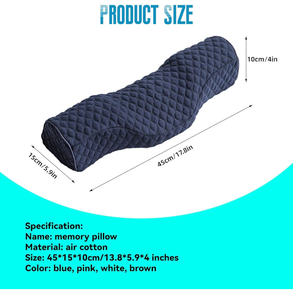 Cervikal nackkudde för sömn, minnesskum nackrulle kudde för stel nacksmärta lindring, nackstöd kudde bolster kudde för säng för sidosömn Blue