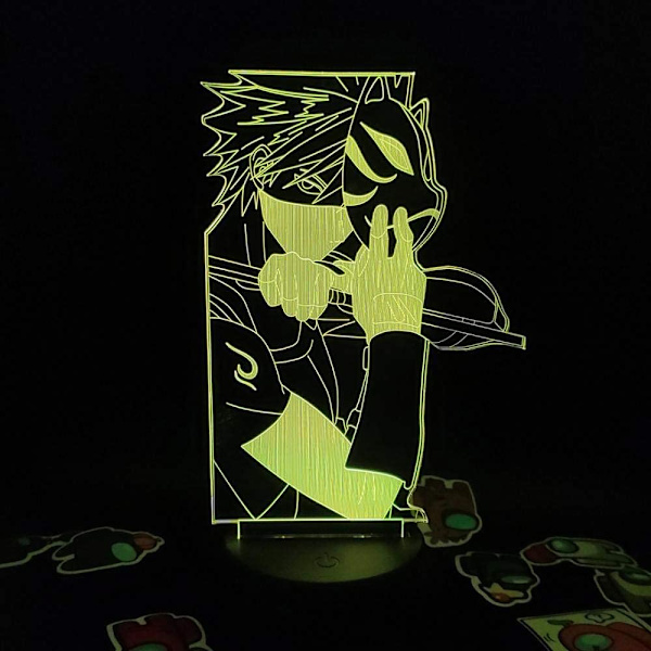 Naruto Kakashi Uchiha Sasuke 3D Illusionslampa Nattlampa Smart Touch, RGB-effekt USB-kabeldriven Kreativ 3D Japansk Animelampa