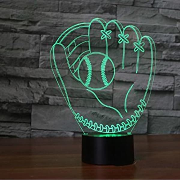 Baseballhansker 3D LED Nattlys Bord Skrivebord Optisk Illusjon