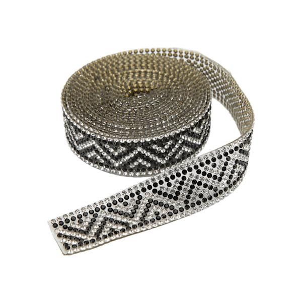 Rhinestonekedja 2 meter 2 cm bredd glänsande blanka färger textur DIY hantverk band för bröllopsfest svart